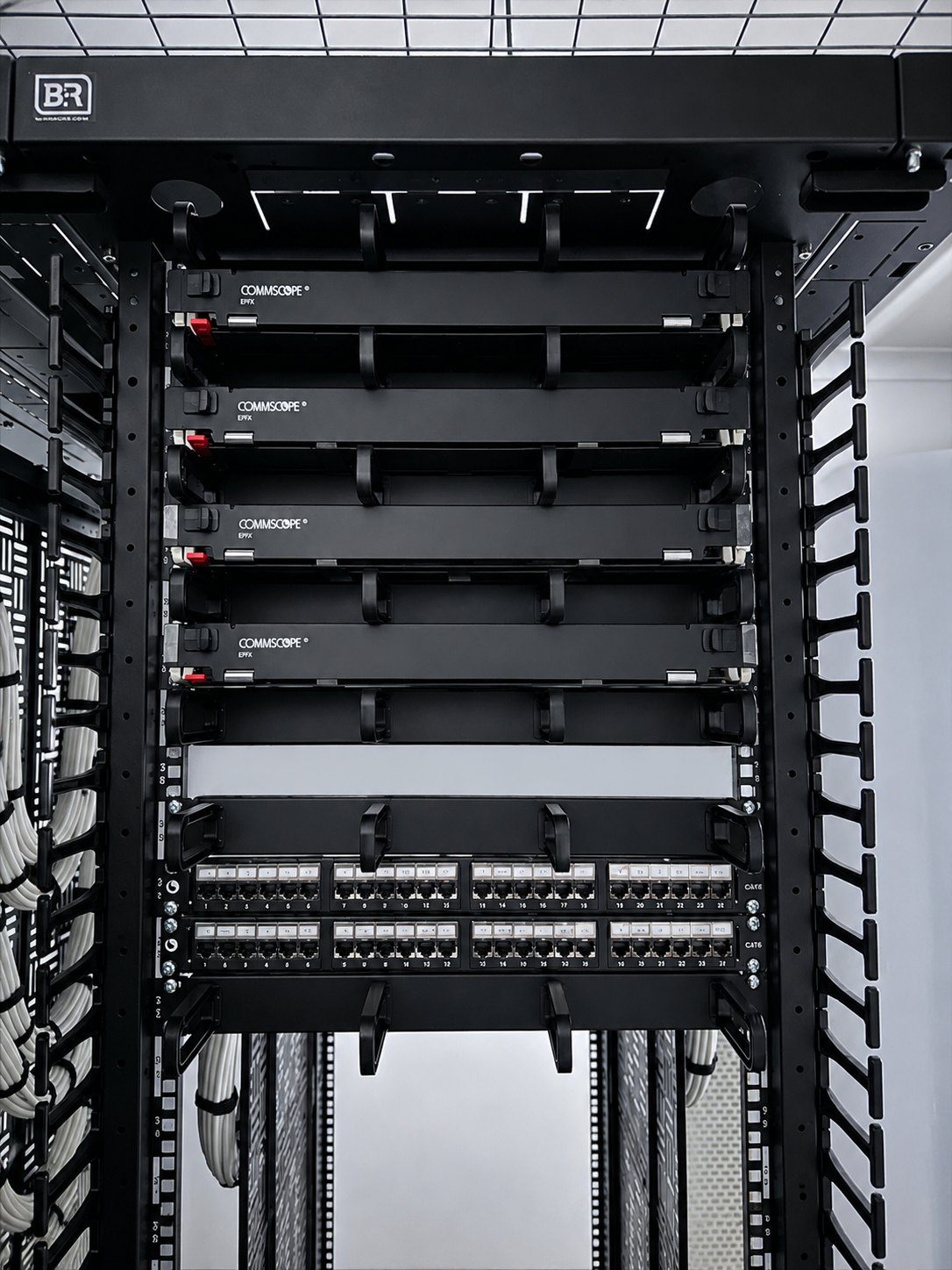 Professional structured cabling rack installation